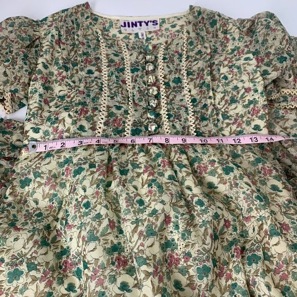 Jinty’s of London Vintage Cottage Core Small Floral Pattern Flutter Sleeve Dress - Picture 14 of 16